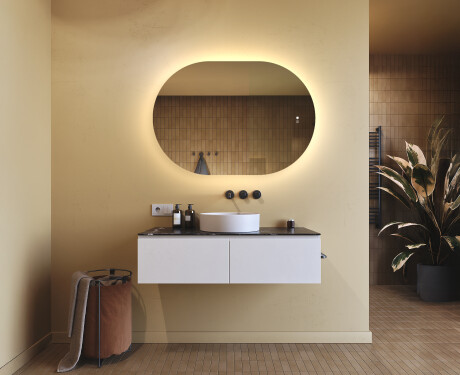 Specchio da bagno illuminato, 100×70 cm, bicolore, interruttore touch, tappetino riscaldante #9