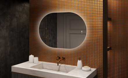Specchio da bagno illuminato, 100×70 cm, bicolore, interruttore touch, tappetino riscaldante