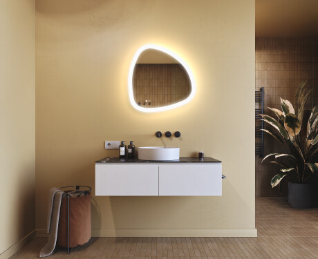 Specchio irregolare con illuminazione, 64×64 cm, bicolore, interruttore touch, tappetino riscaldante #9