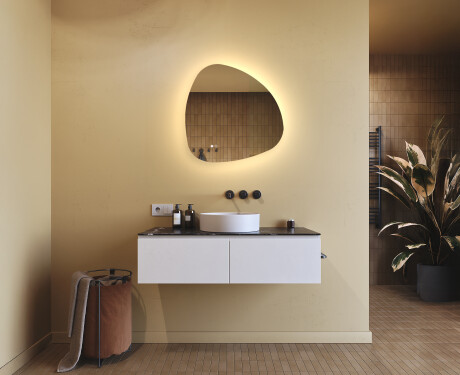 Specchio irregolare con illuminazione, 64×64 cm, bicolore, interruttore touch, tappetino riscaldante #9