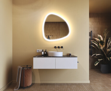 Specchio irregolare con illuminazione, 74×74 cm, bicolore, interruttore touch, tappetino riscaldante #9