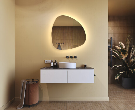 Specchio irregolare con illuminazione, 74×74 cm, bicolore, interruttore touch, tappetino riscaldante #9