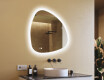 Specchio irregolare con illuminazione, 94×94 cm, bicolore, interruttore touch, tappetino riscaldante