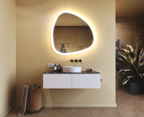 Specchio irregolare con illuminazione, 94×94 cm, bicolore, interruttore touch, tappetino riscaldante #9