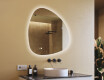 Specchio irregolare con illuminazione, 94×94 cm, bicolore, interruttore touch, tappetino riscaldante