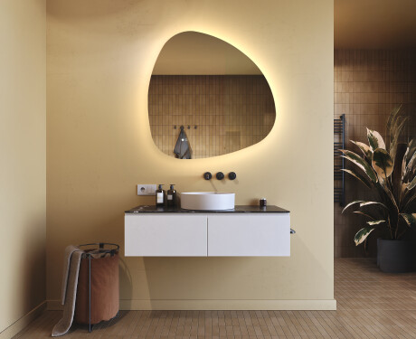 Specchio irregolare con illuminazione, 94×94 cm, bicolore, interruttore touch, tappetino riscaldante #9