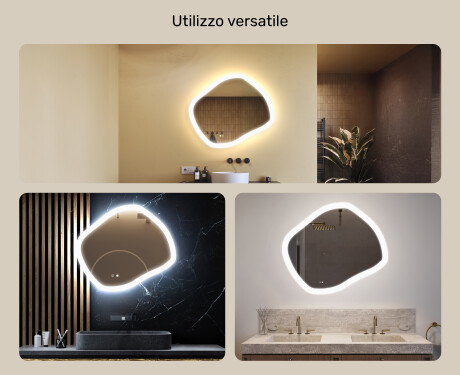 Specchio da bagno con illuminazione, 74×64 cm, doppia tonalità, interruttore touch, tappetino riscaldante #2