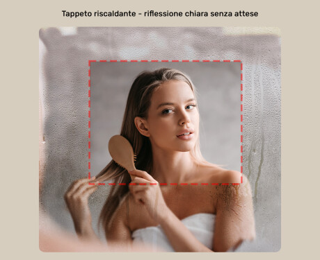 Specchio da bagno con illuminazione, 74×64 cm, doppia tonalità, interruttore touch, tappetino riscaldante #5