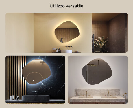 Specchio da bagno con illuminazione, 74×64 cm, bicolore, interruttore touch, tappetino riscaldante #2