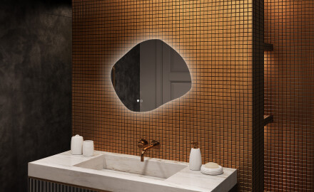 Specchio da bagno con illuminazione, 74×64 cm, bicolore, interruttore touch, tappetino riscaldante