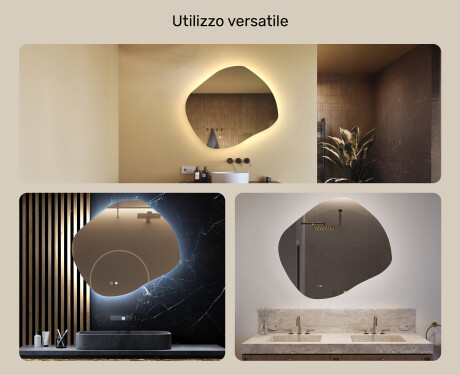 Specchio da bagno con illuminazione, 94×84 cm, bicolore, interruttore touch, tappetino riscaldante #2