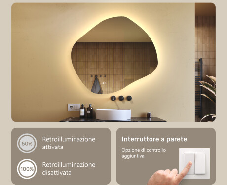 Specchio da bagno con illuminazione, 94×84 cm, bicolore, interruttore touch, tappetino riscaldante #4