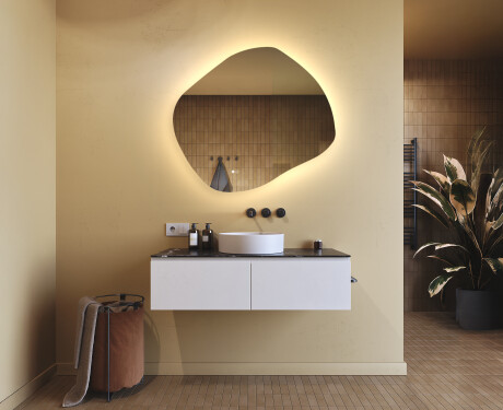 Specchio da bagno con illuminazione, 94×84 cm, bicolore, interruttore touch, tappetino riscaldante #9