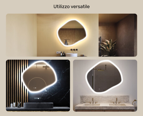 Specchio da bagno con illuminazione, 104×94 cm, bicolore, interruttore touch, tappetino riscaldante #2