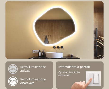 Specchio da bagno con illuminazione, 104×94 cm, bicolore, interruttore touch, tappetino riscaldante #4