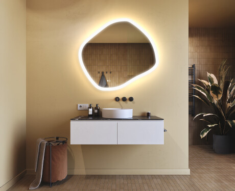 Specchio da bagno con illuminazione, 104×94 cm, bicolore, interruttore touch, tappetino riscaldante #9