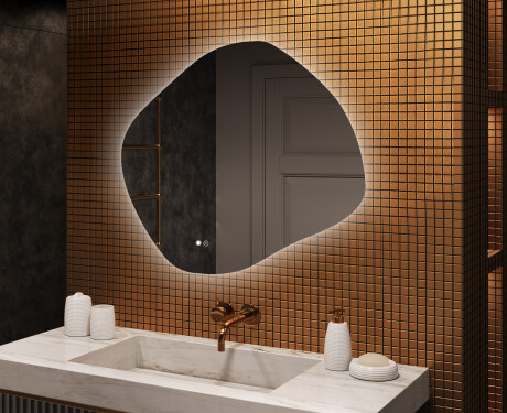 Specchio da bagno con illuminazione, 104×94 cm, bicolore, interruttore touch, tappetino riscaldante