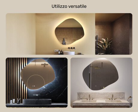 Specchio da bagno con illuminazione, 104×94 cm, bicolore, interruttore touch, tappetino riscaldante #2