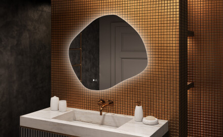 Specchio da bagno con illuminazione, 104×94 cm, bicolore, interruttore touch, tappetino riscaldante