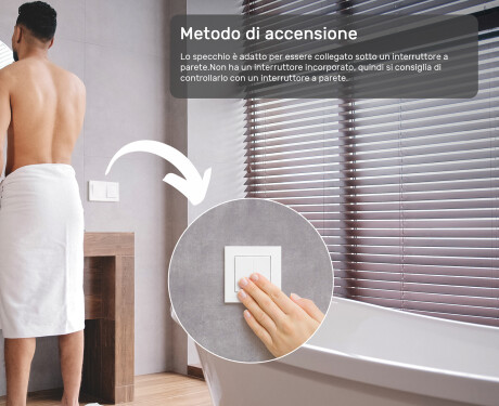 Specchio da bagno illuminato 60x80/80x60 cm con luce neutra 4500K #3