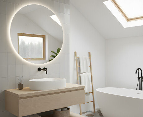 Specchio da bagno rotondo illuminato 60 cm con luce neutra 4500K