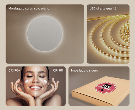 Specchio da bagno rotondo illuminato 60 cm con luce neutra 4500K #4