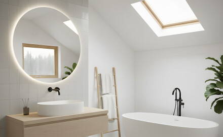 Specchio da bagno rotondo illuminato 60 cm con luce neutra 4500K