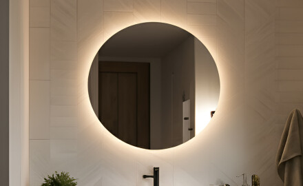 Specchio da bagno rotondo illuminato 60 cm con luce neutra 4500K