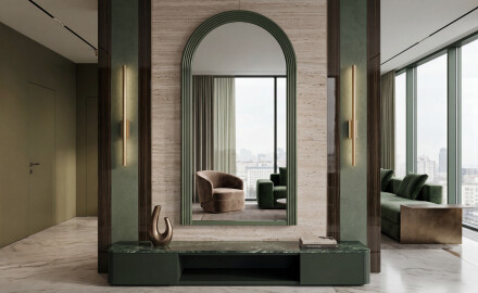 Specchio moderno con cornice ARCUS in MDF laccato