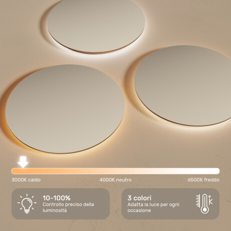 Specchio rotondo retroilluminato LED - 60/80 cm in una cornice argentata in alluminio #5