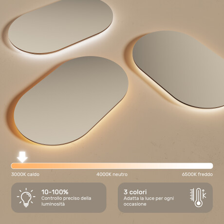 Specchio arrotondato LED con cornice in alluminio dorato #5