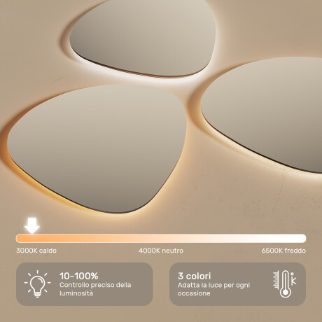 Specchio LED dalla forma irregolare con cornice in alluminio dorato #5