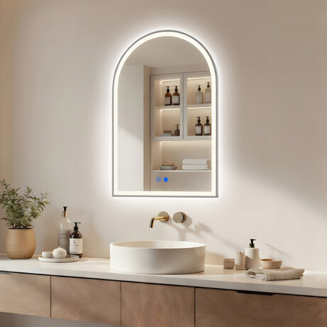 Specchio irregolare con retroilluminazione LED – 60x90/70x100 cm con cornice in alluminio argento #1