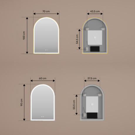 Specchio irregolare con retroilluminazione LED – 60x90/70x100 cm con cornice in alluminio argento #3