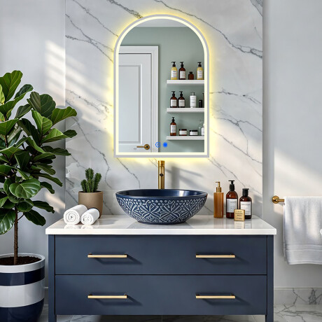 Specchio irregolare con retroilluminazione LED – 60x90/70x100 cm con cornice in alluminio argento #8