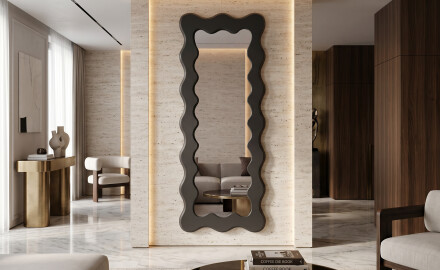 Specchio decorativo ondulato con cornice FLOW in MDF laccato