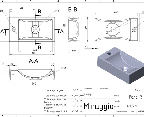 Lavabo FARO R MATT