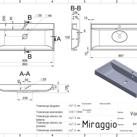 Lavabo VARNA 900 MATT #1