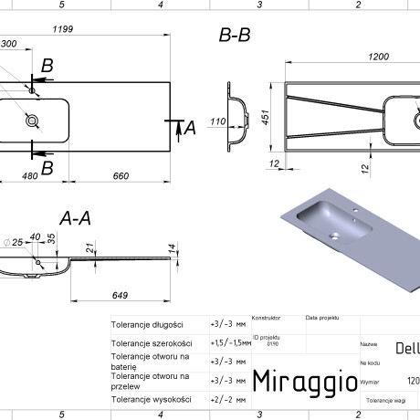 Lavabo DELLA 1200 L #7