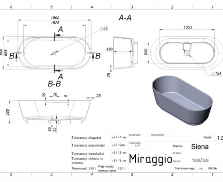 Vasca da bagno SIENA MATT