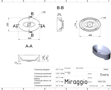 Lavabo EVORA MIRASOFT