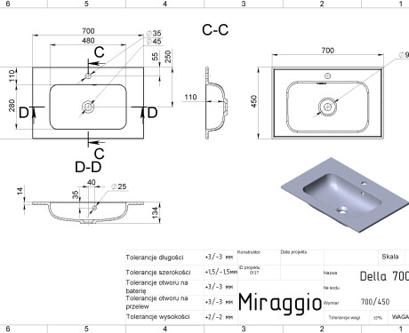 Lavabo DELLA 700 MIRASOFT