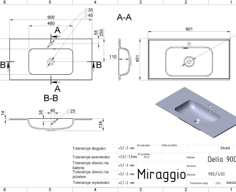 Lavabo DELLA 900 MIRASOFT