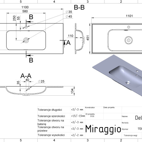 Lavabo DELLA 1100 MIRASOFT #4