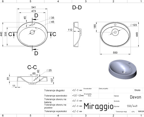 Lavabo DEVON MIRASOFT
