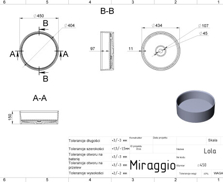 Lavabo LOLA MIRASOFT