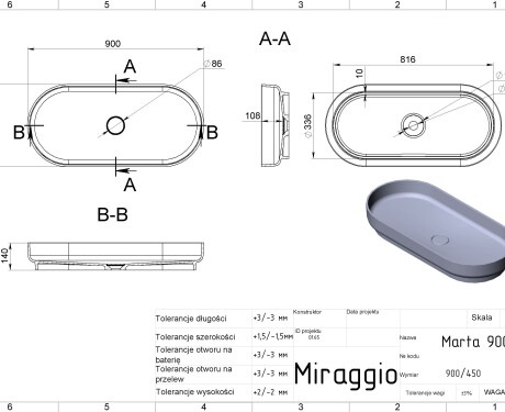 Lavabo MARTA 900 MIRASOFT