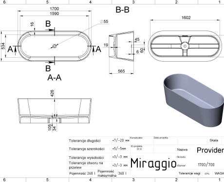 Vasca da bagno PROVIDENCE MIRASOFT