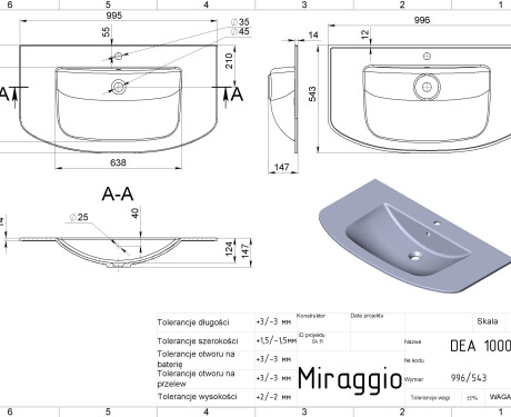 Lavabo DEA 1000 MIRASOFT