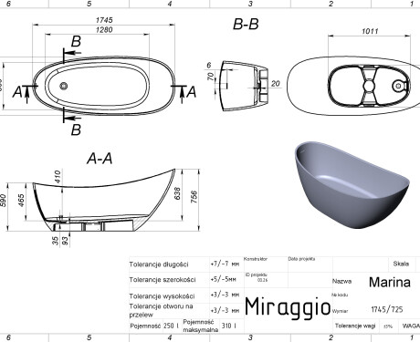 Vasca da bagno MARINA MIRASOFT